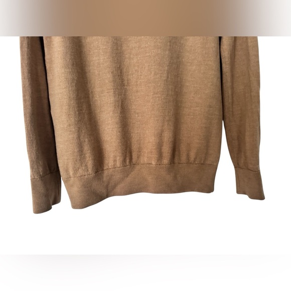 Mizzen + Main Men's L Beige Wool Preston Quarter Zip Sweater Pullover - Picture 7 of 10